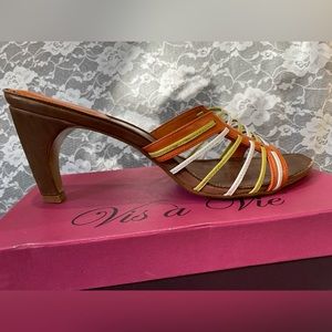 Women’s Orange and Green Sandals Size 10